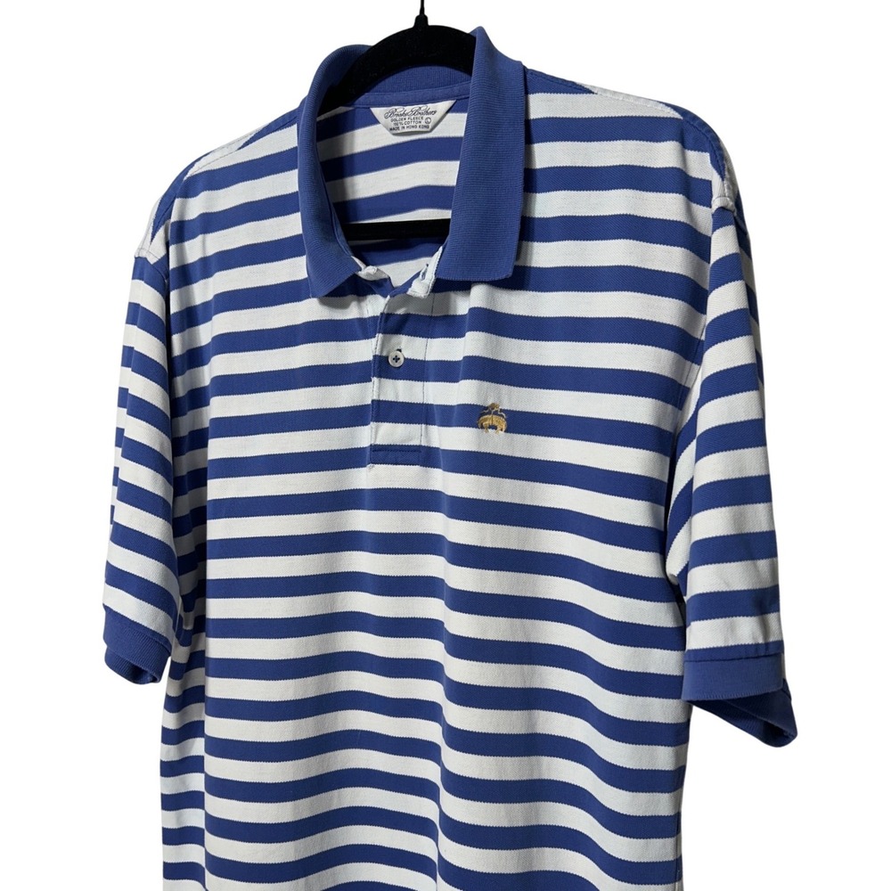 Brooks Brothers Golden Fleece Striped Pique Polo Shirt Blue White Size Lare